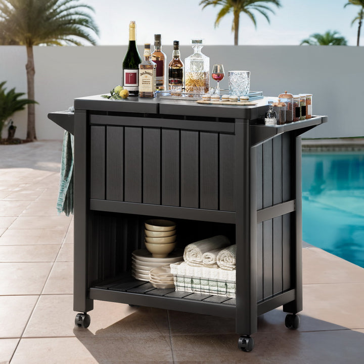 Outdoor Bistro Serving Cart Storage Trolley