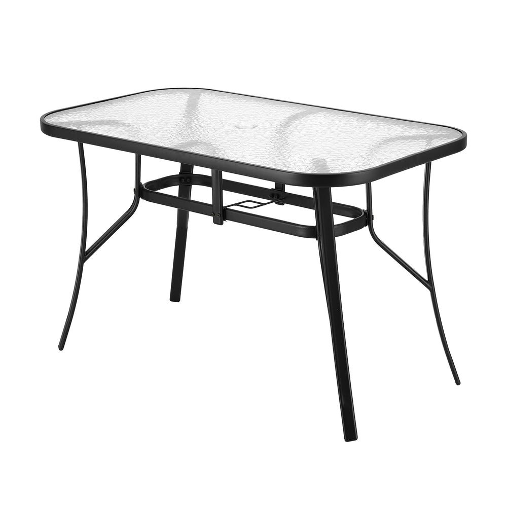 Glass Top Outdoor Dining Table 120cm - Black - Homecoze