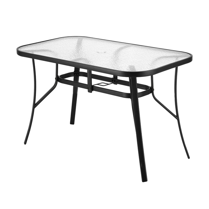 Glass Top Outdoor Dining Table 120cm - Black - Homecoze