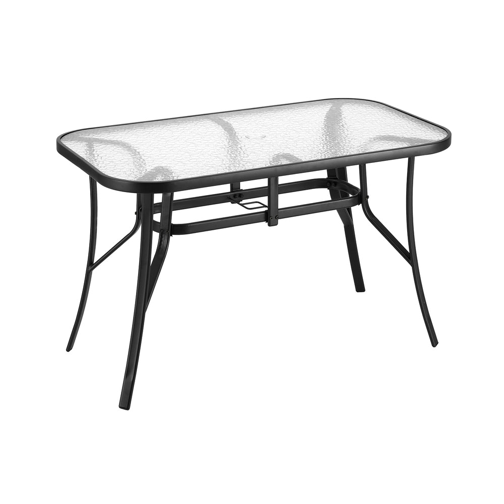 Glass Top Outdoor Dining Table 120cm - Black - Homecoze