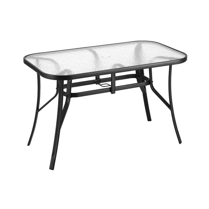 Glass Top Outdoor Dining Table 120cm - Black - Homecoze