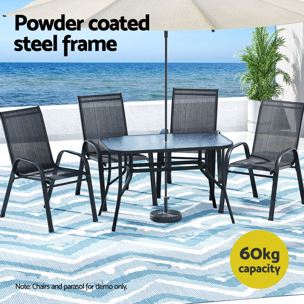 Glass Top Outdoor Dining Table 120cm - Black - Homecoze