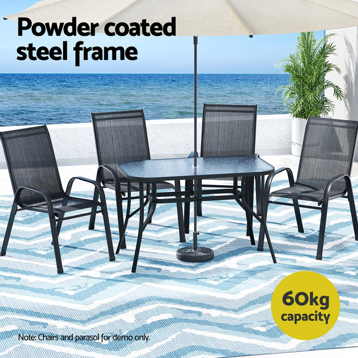 Glass Top Outdoor Dining Table 120cm - Black - Homecoze