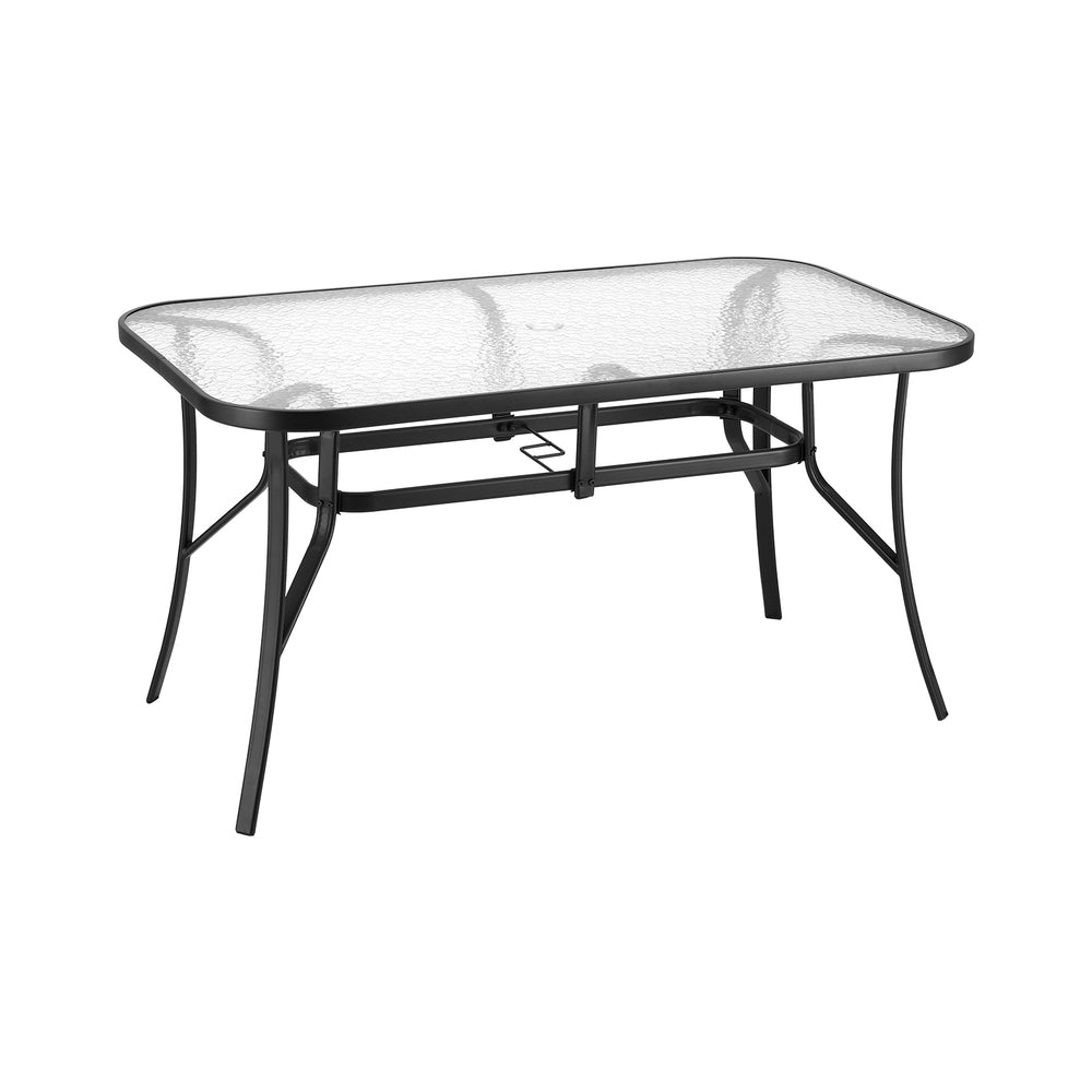 Glass Top Outdoor Dining Table 140cm - Black - Homecoze