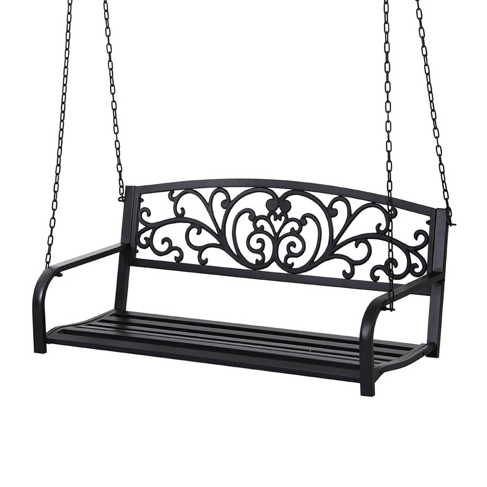 Rose (2 Seater) Outdoor Garden Bench Swing – Black - Homecoze