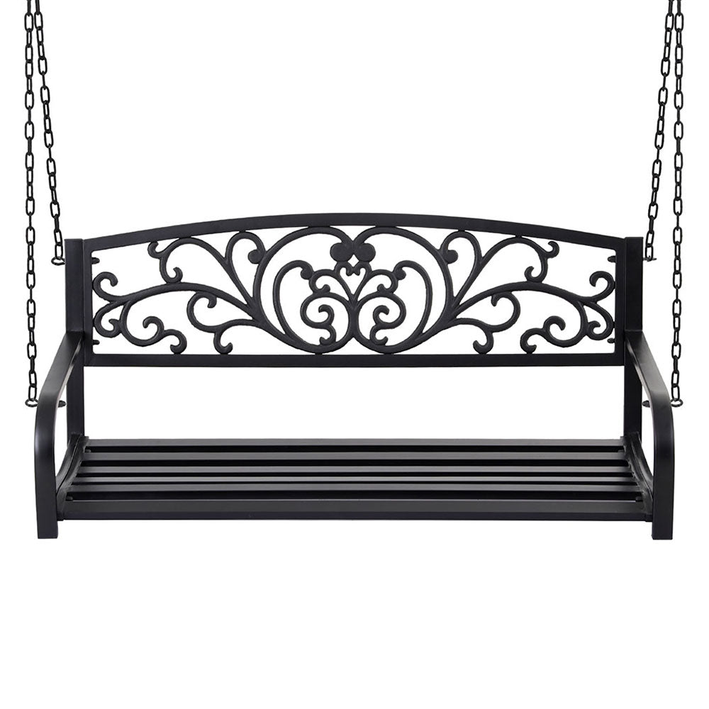Rose (2 Seater) Outdoor Garden Bench Swing – Black - Homecoze