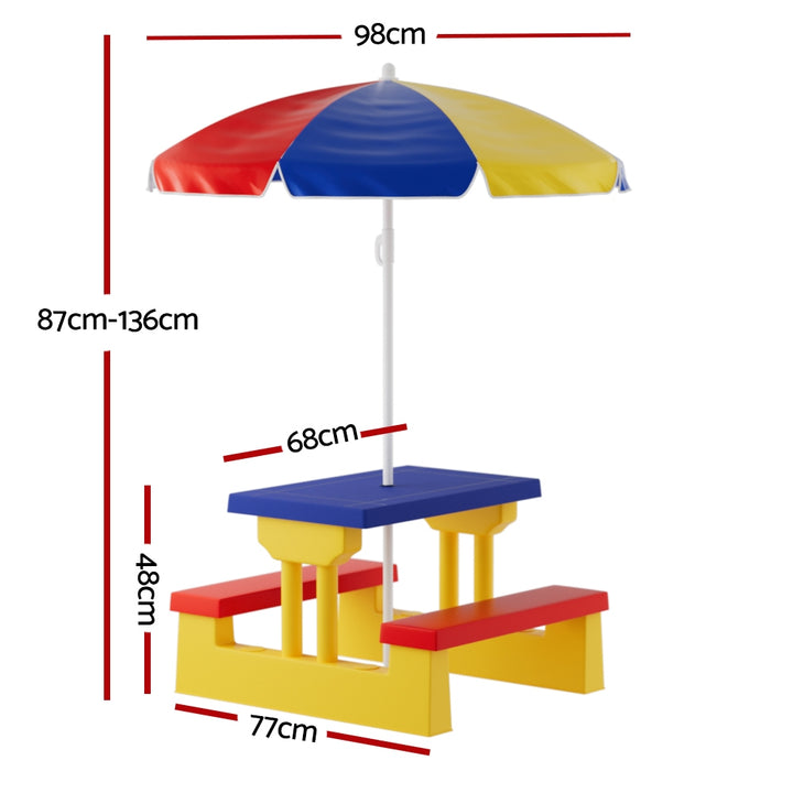 Kids Indoor/Outdoor Table and Chair Set with Umbrella