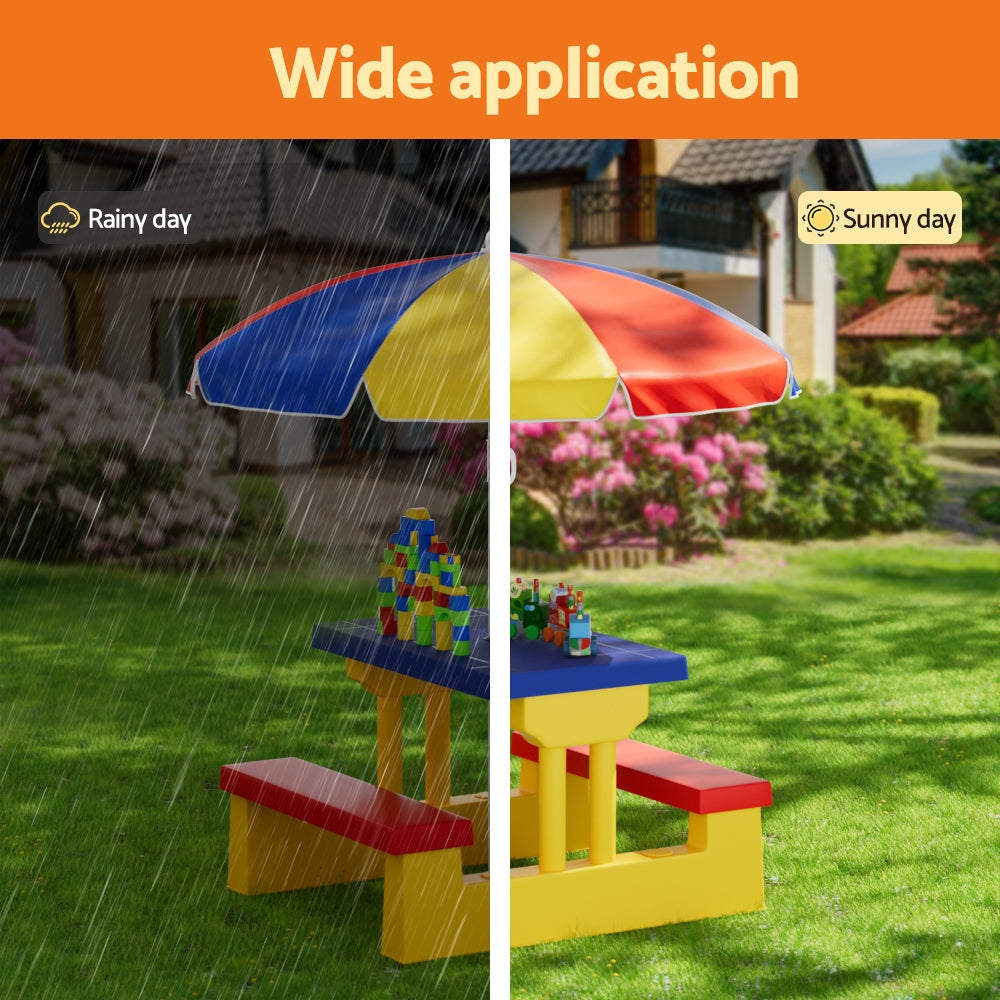Kids Indoor/Outdoor Table and Chair Set with Umbrella - Homecoze