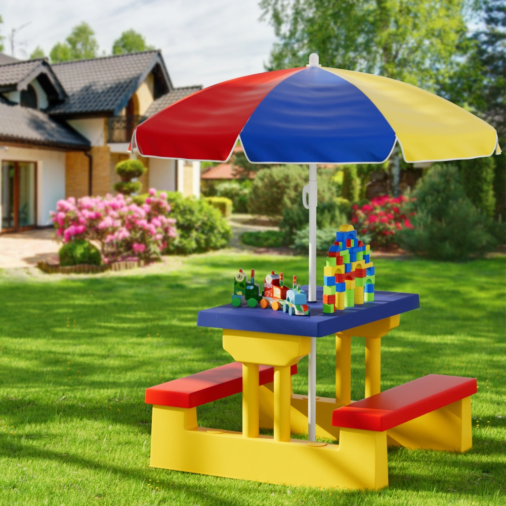 Kids Indoor/Outdoor Table and Chair Set with Umbrella