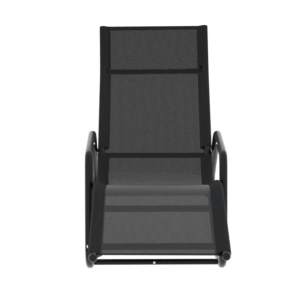 Outdoor Rocking Sun Lounge Chair Outdoor Patio Pool Lounger - Black - Homecoze