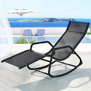 Outdoor Rocking Sun Lounge Chair Outdoor Patio Pool Lounger - Black - Homecoze