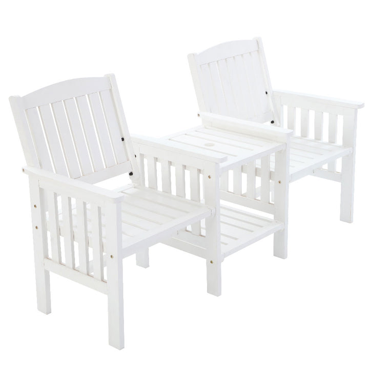 2-Seater Wooden Loveseat Patio Set - White Homecoze