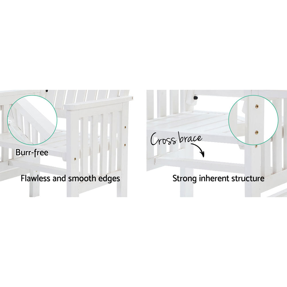 2-Seater Wooden Loveseat Patio Set - White - Homecoze