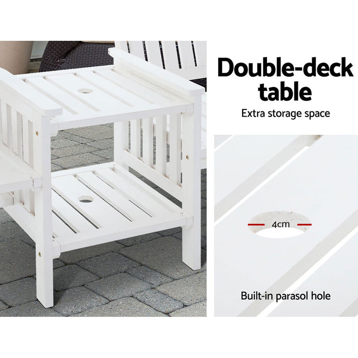 2-Seater Wooden Loveseat Patio Set - White Homecoze