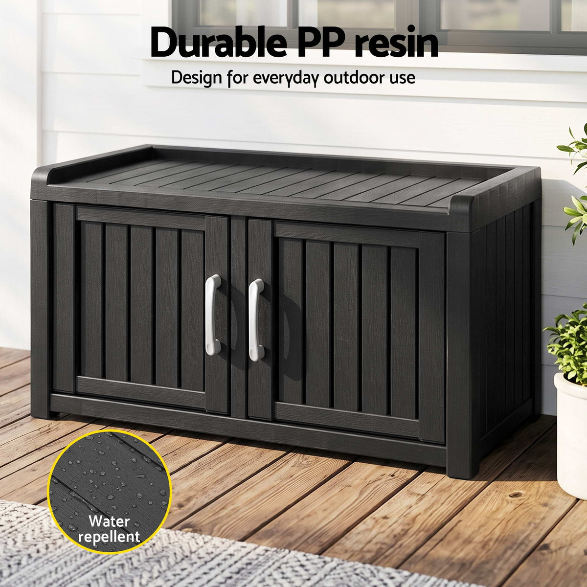 Outdoor Shoe Cabinet Storage Bench 81cm – Black