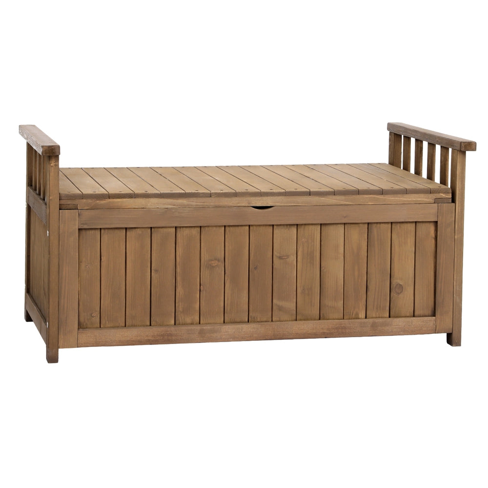 160L Outdoor Wooden Storage Box Garden Bench - Brown - Homecoze