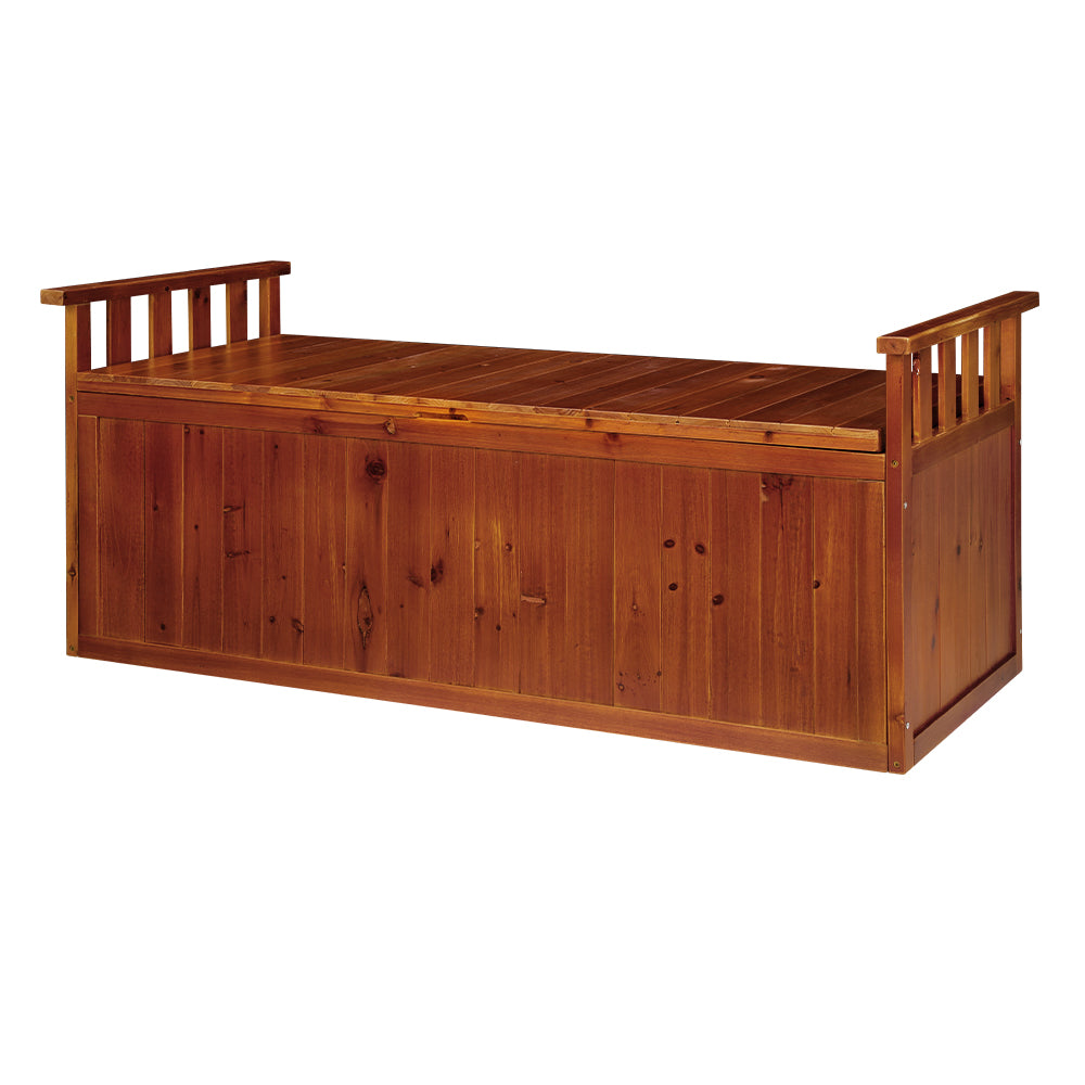 200L Wooden Outdoor Storage Box - Brown - Homecoze
