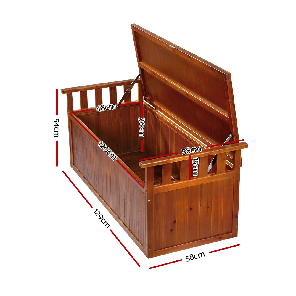 200L Wooden Outdoor Storage Box - Brown - Homecoze