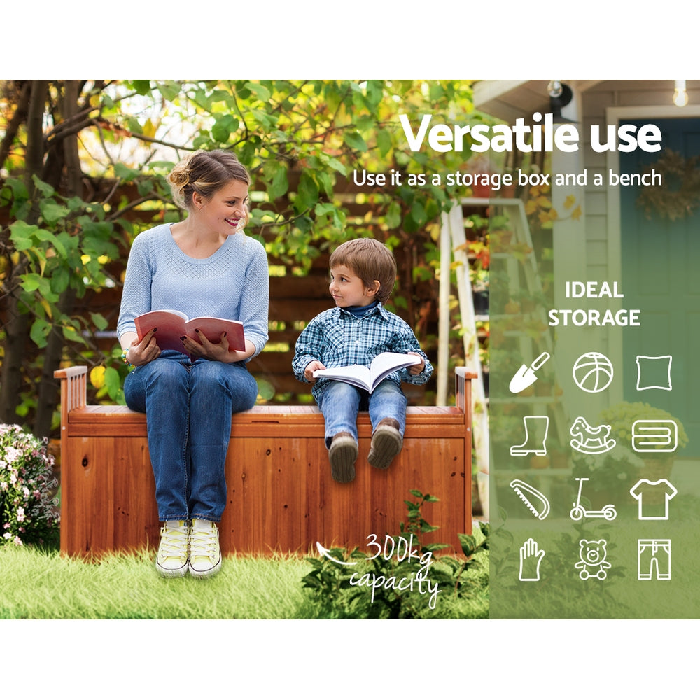 200L Wooden Outdoor Storage Box - Brown - Homecoze