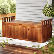 200L Wooden Outdoor Storage Box - Brown - Homecoze