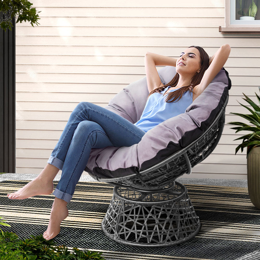 Papasan Outdoor Lounge Chair - Grey - Homecoze