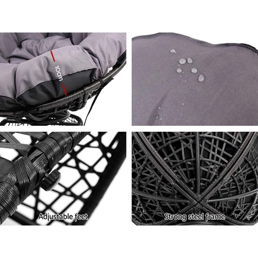 Papasan Outdoor Lounge Chair - Black - Homecoze
