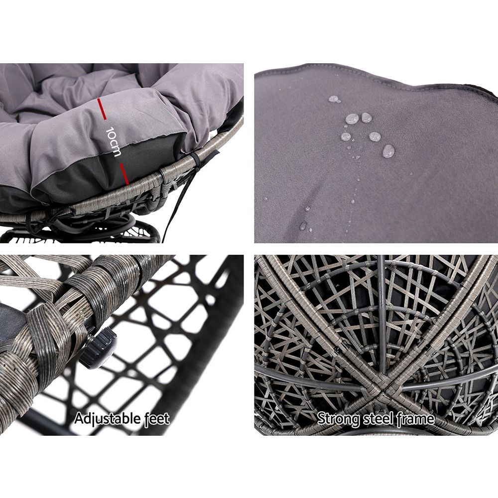 Papasan Outdoor Lounge Chair - Grey - Homecoze