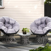 Papasan (Set of 2) Outdoor Chairs with Side Table - Grey - Homecoze