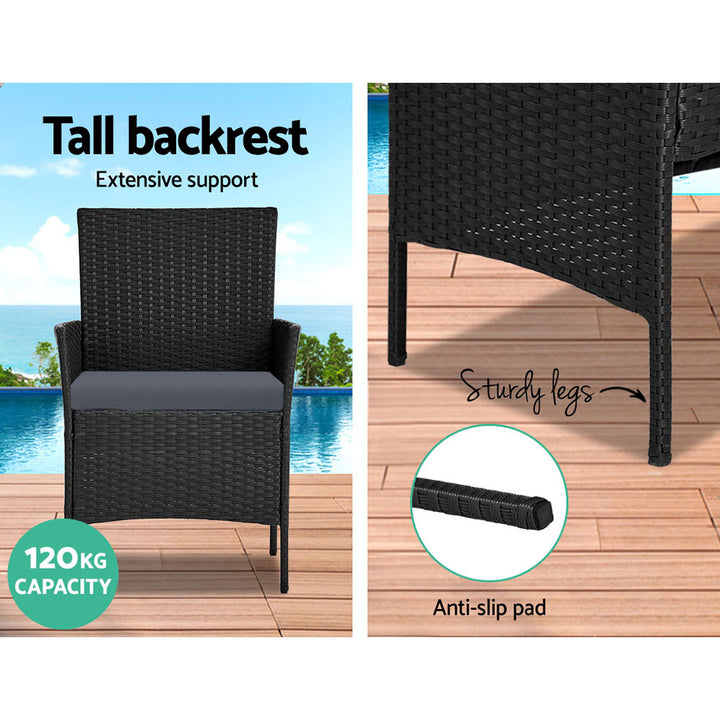 4 Piece Wicker Outdoor Patio Table & Chair Set - Black