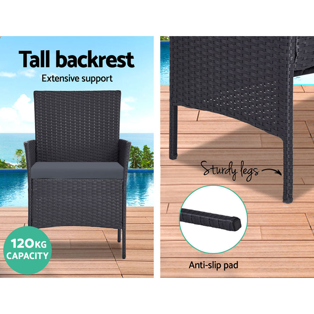 4PC Wicker Outdoor Patio Table & Chair Set - Grey - Homecoze