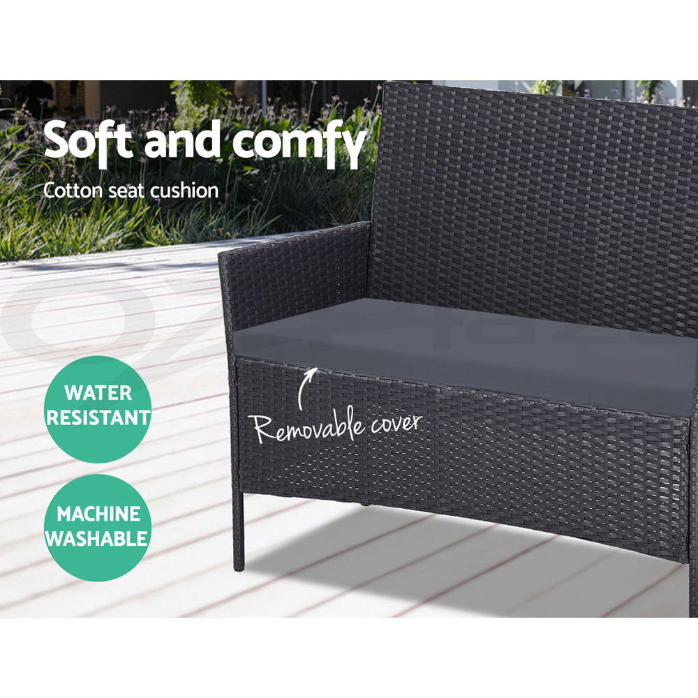 4PC Wicker Outdoor Patio Table & Chair Set - Grey - Homecoze
