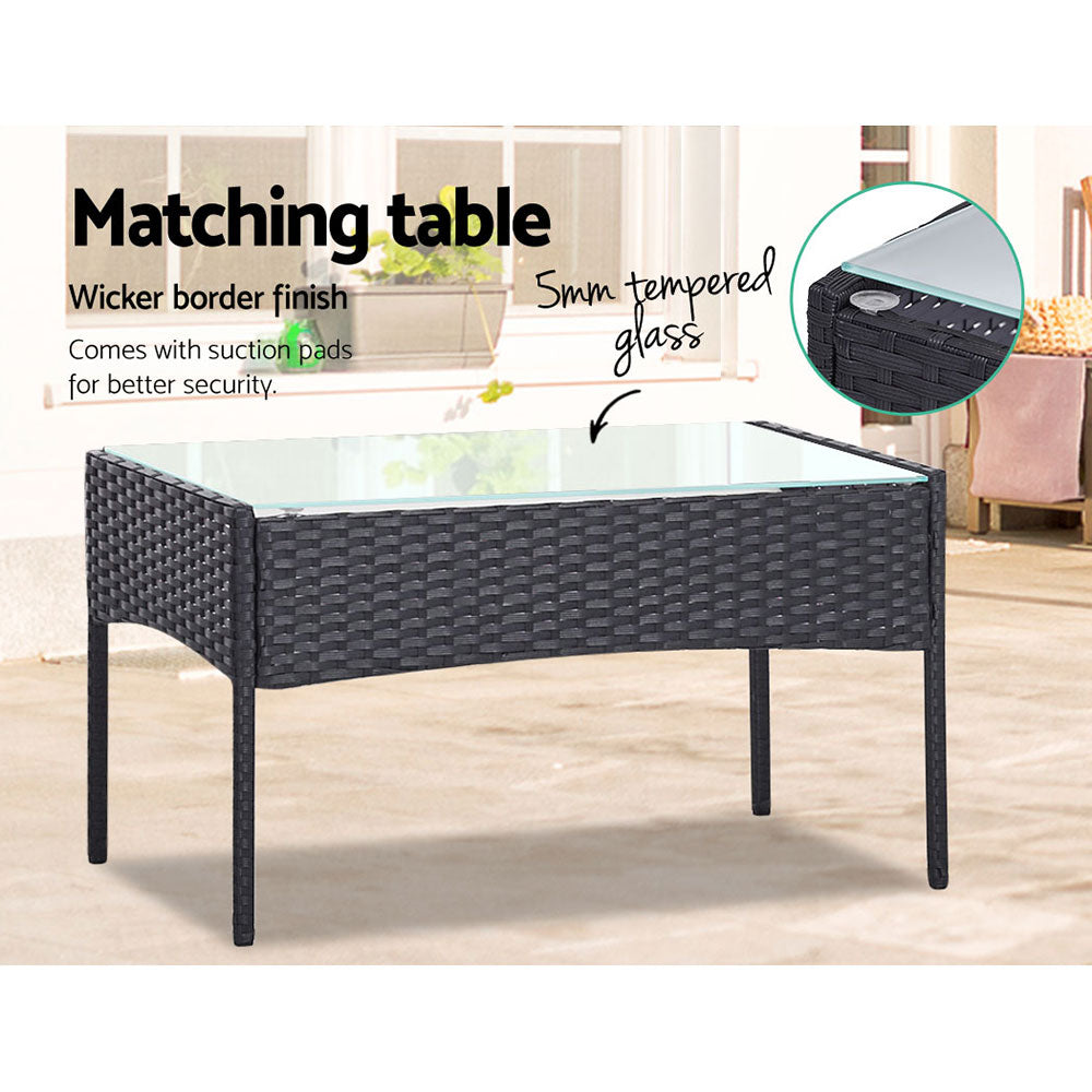 4PC Wicker Outdoor Patio Table & Chair Set - Grey - Homecoze