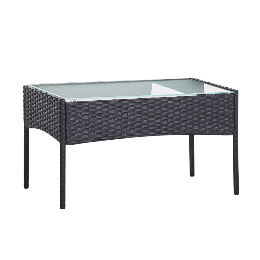 4PC Wicker Outdoor Patio Table & Chair Set with Storage Cover - Grey - Homecoze