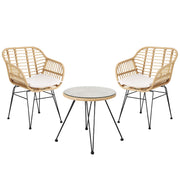 3PC Wicker Outdoor Bistro Table & Chair Set - Natural - Homecoze