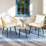 Gardeon 3PC Outdoor Bistro Set Patio Furniture Lounge Setting Table and Chairs Natural - Homecoze