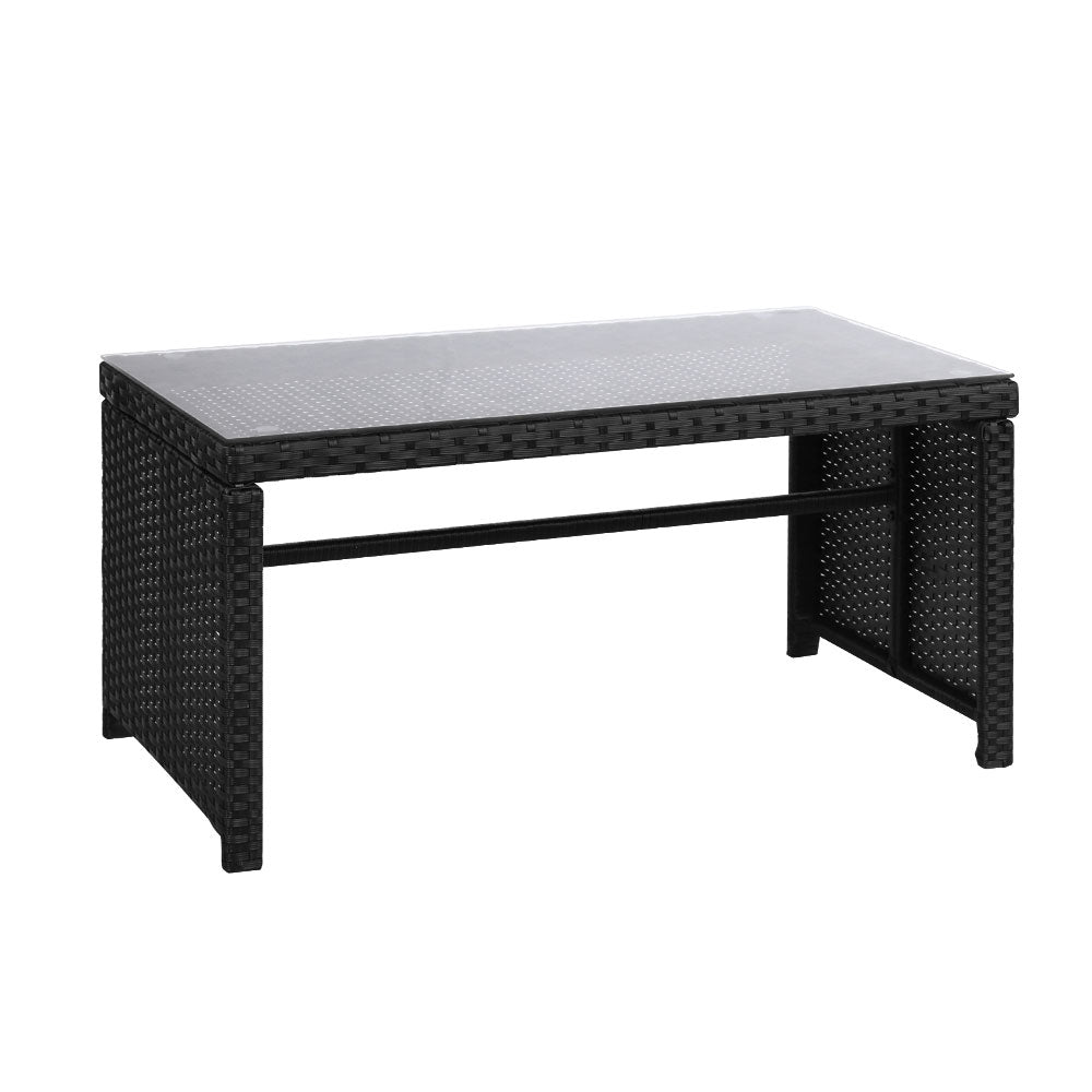 4 Piece Wicker Outdoor Patio Table & Chair Set with Storage Cover - Black - Homecoze