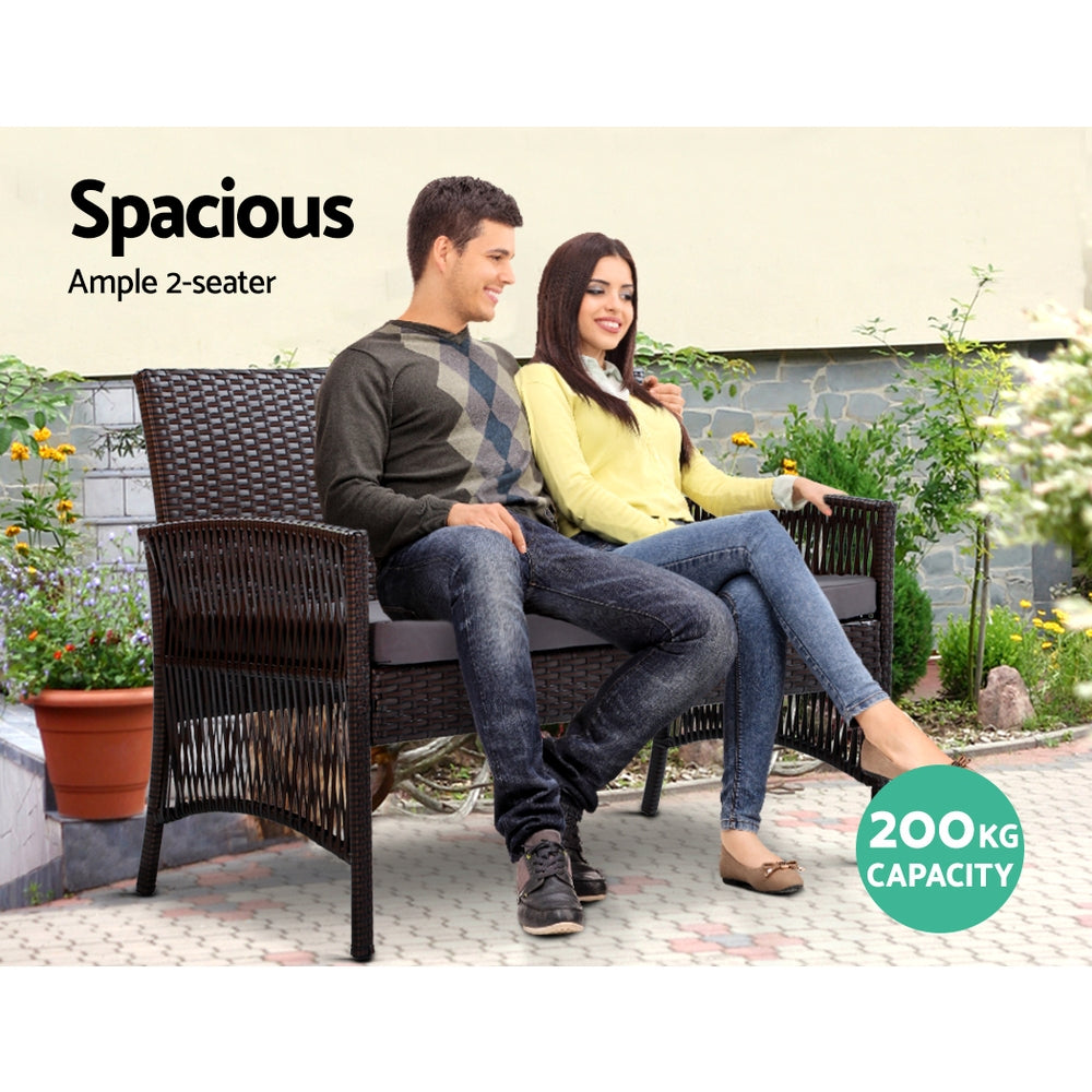 4 Piece Harp Style Wicker Outdoor Furniture Set - Black - Homecoze