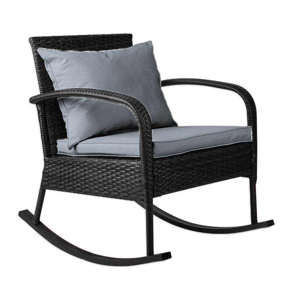 Outdoor Wicker Rocking Chair - Black - Homecoze