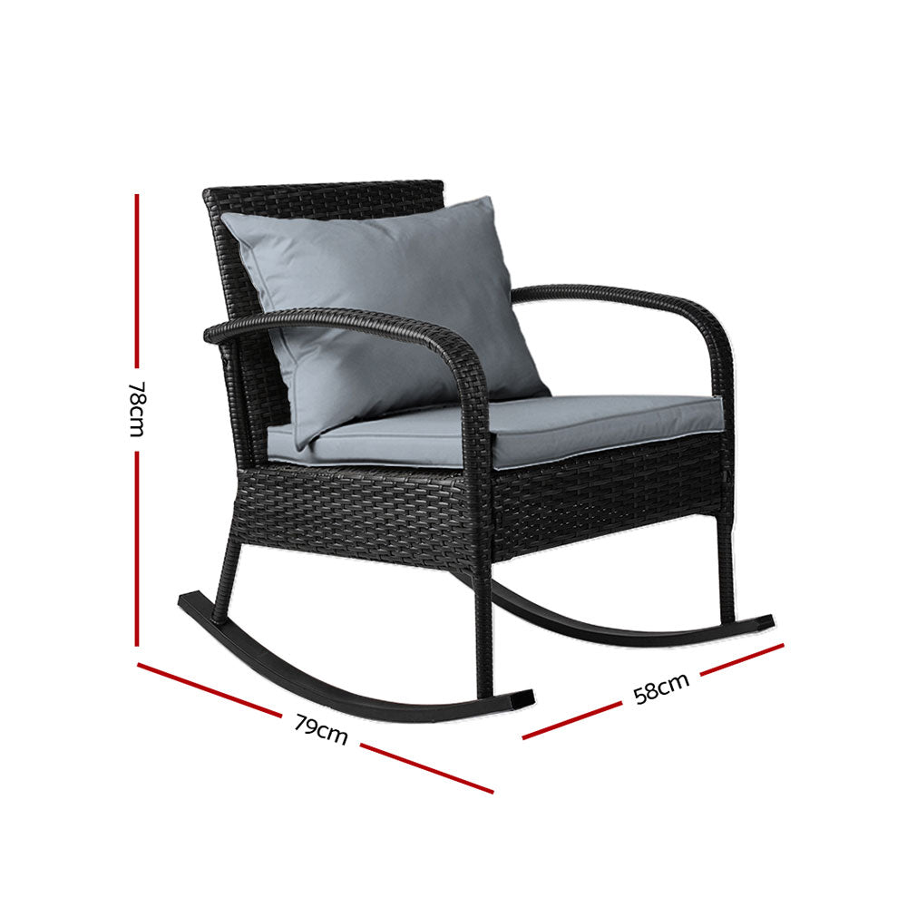 Outdoor Wicker Rocking Chair - Black - Homecoze