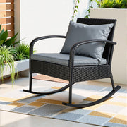 Outdoor Wicker Rocking Chair - Black - Homecoze