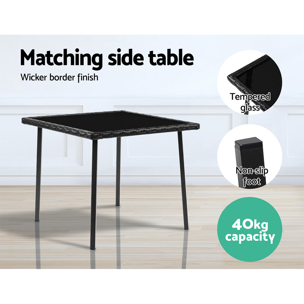 3 Piece Outdoor Chair Rocking Set - Black - Homecoze