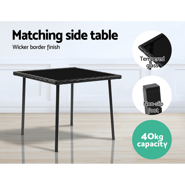 3 Piece Outdoor Chair Rocking Set - Black - Homecoze