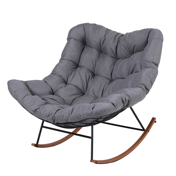 Papasan Outdoor Rocking Chair - Grey - Homecoze
