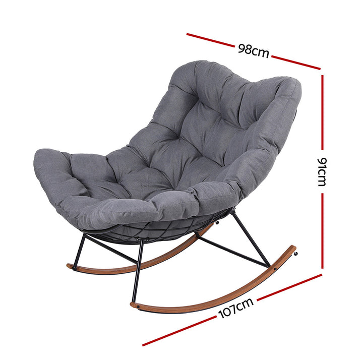 Papasan Outdoor Rocking Chair - Grey - Homecoze