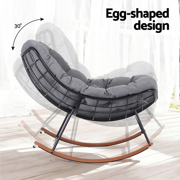 Papasan Outdoor Rocking Chair - Grey - Homecoze