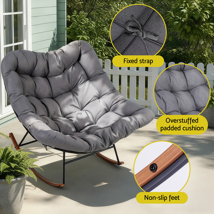 Papasan Outdoor Rocking Chair - Grey - Homecoze