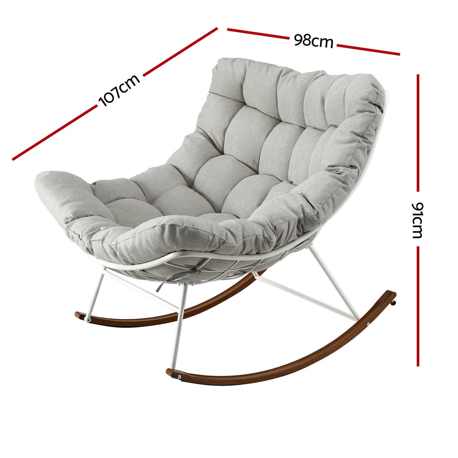 Gardeon Outdoor Rocking Chair Furniture Papasan Recliner Garden Patio Lounge Setting White - Homecoze