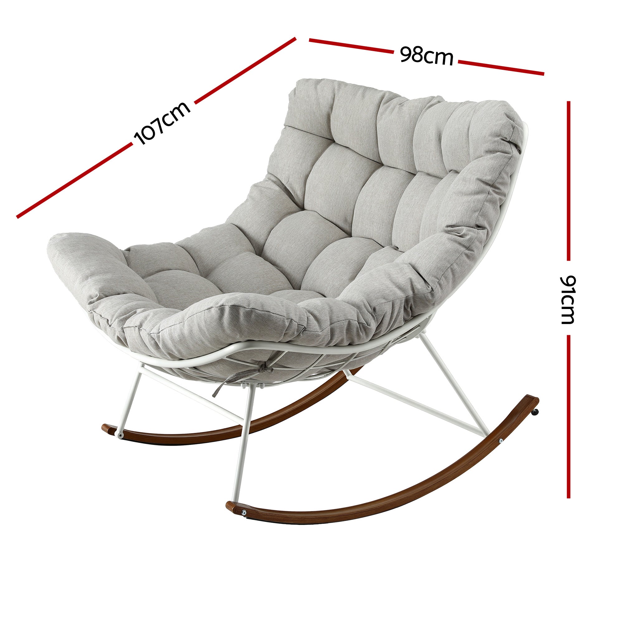 Gardeon Outdoor Rocking Chair Furniture Papasan Recliner Garden Patio Lounge Setting White - Homecoze