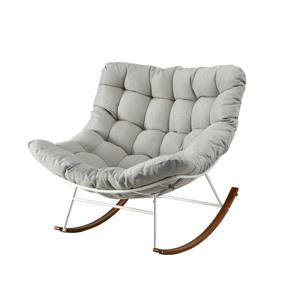 Gardeon Outdoor Rocking Chair Furniture Papasan Recliner Garden Patio Lounge Setting White - Homecoze