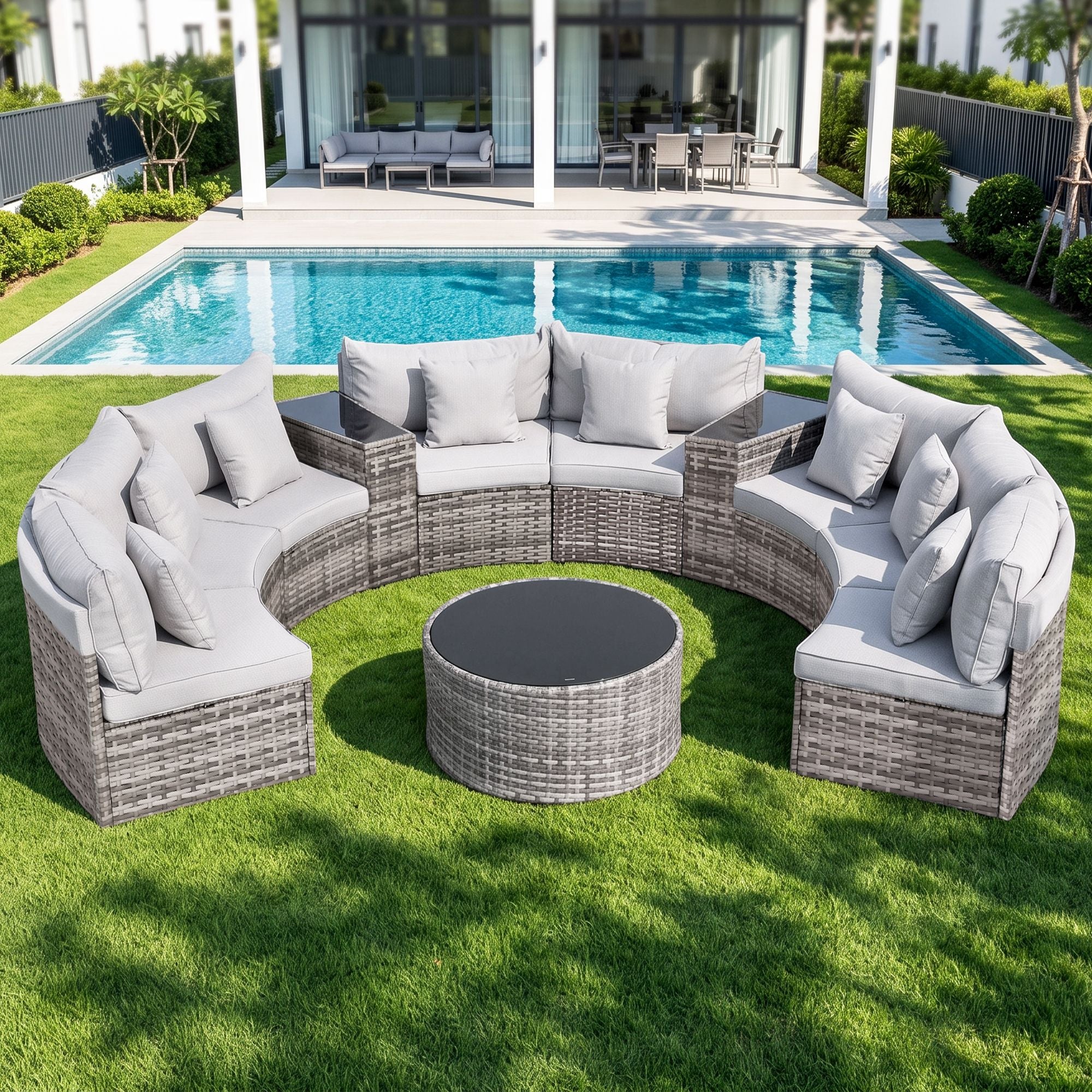 8-Seat Modular Outdoor Sofa Set 11PC - Grey
